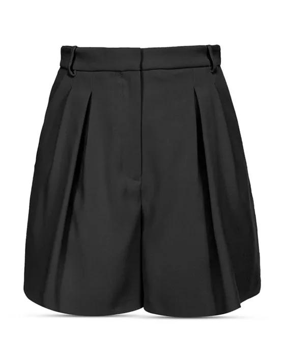 High Waist Stretch Crepe Shorts