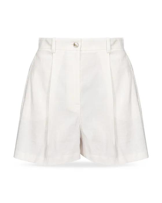 High Waist Stretch Linen Shorts