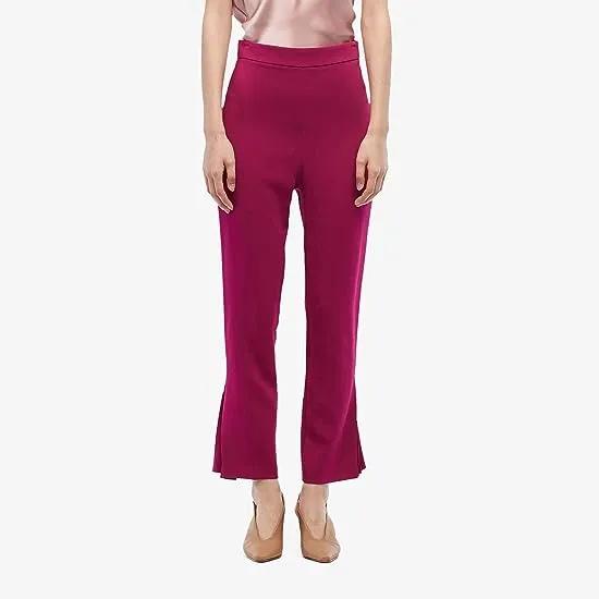 High-Waisted Cropped Fitted Pants w/ Pleats