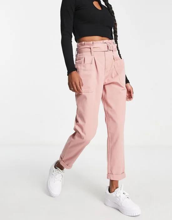 high waisted jeans in pink