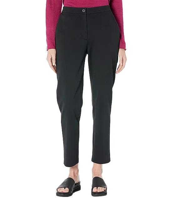 High-Waisted Slim Ankle Pants in Organic Cotton Ponte