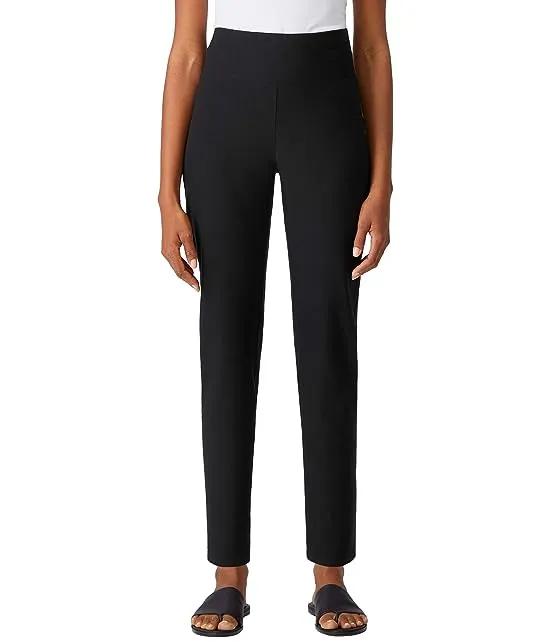 High-Waisted Slim Ankle Pants w/ Wide Yoke in Washable Stretch Crepe