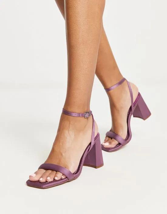 Hilton barely there block heeled sandals in mauve
