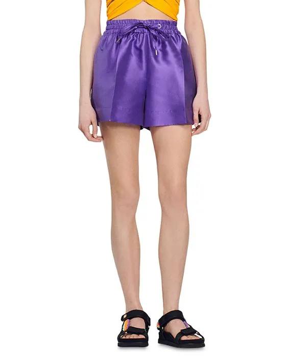 Hoki High Rise Satin Drawstring Shorts