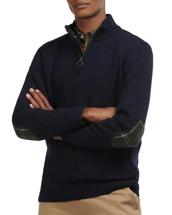 Holden Wool Tartan Trim Regular Fit Quarter Zip Mock Neck Sweater