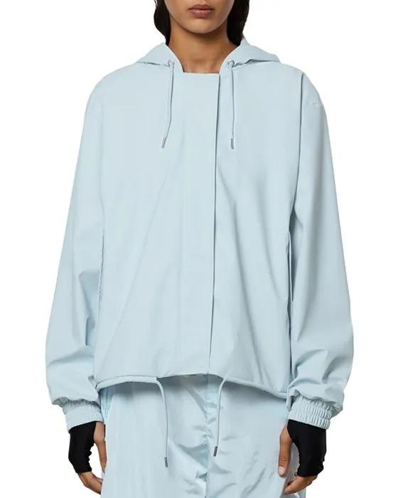 Hooded Drawstring Rain Jacket
