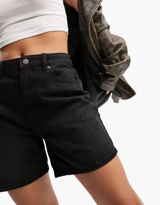Hourglass denim dad shorts in washed black