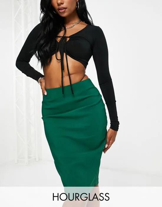 Hourglass high rise pencil skirt in green