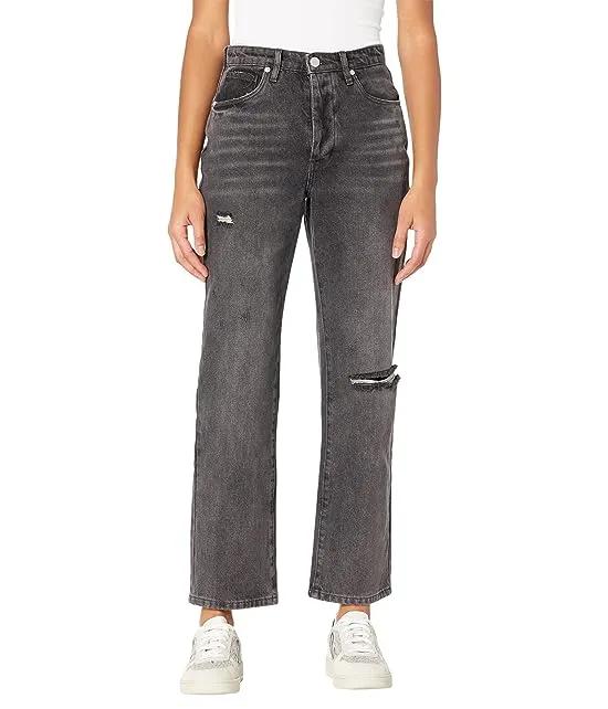 Howard Mid-Rise Loose Fit Five-Pocket Jeans with Rips in Lips Sealed