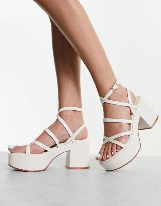 Hoxton chunky mid platforms sandals in white