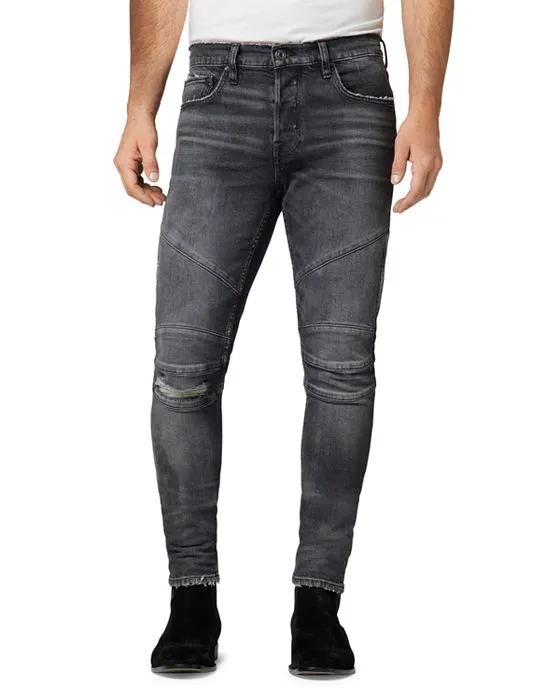 Hudson Zack Skinny Fit Moto Jeans in Extracted Black 