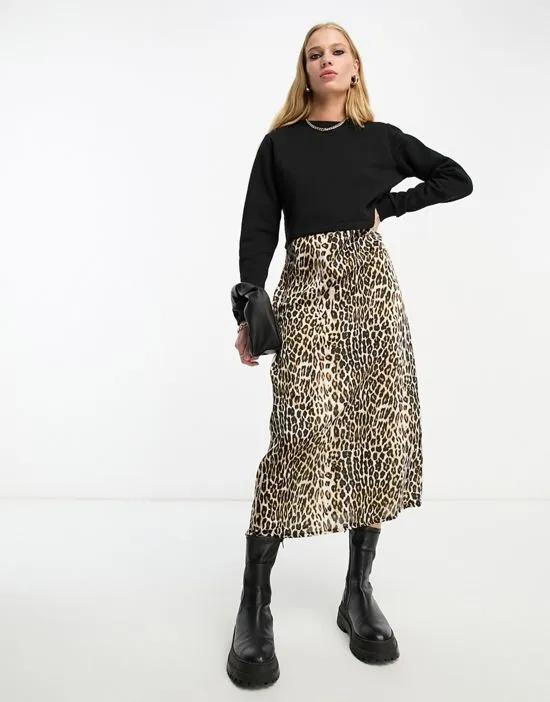 hybrid sweater dress in leopard print