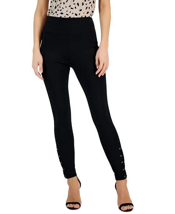 INC International Concepts Women's Ponte Lace-Up Skinny Pants, Created for Macy's