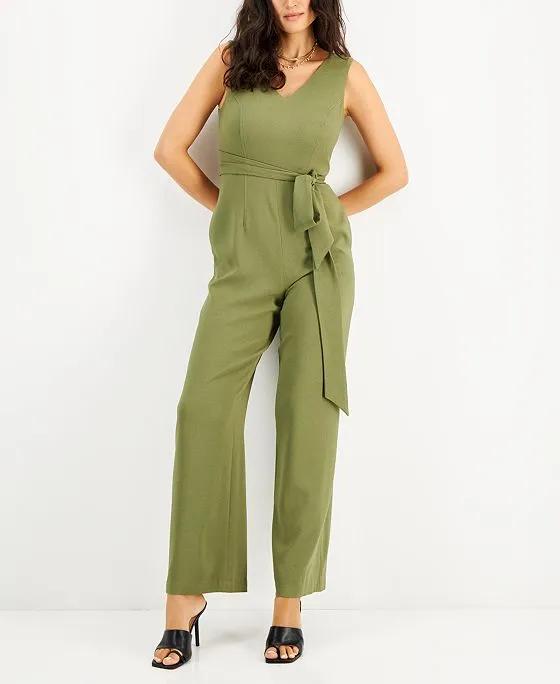 INC International Concepts Women's V-Neck Belted Jumpsuit, Created for Macy's