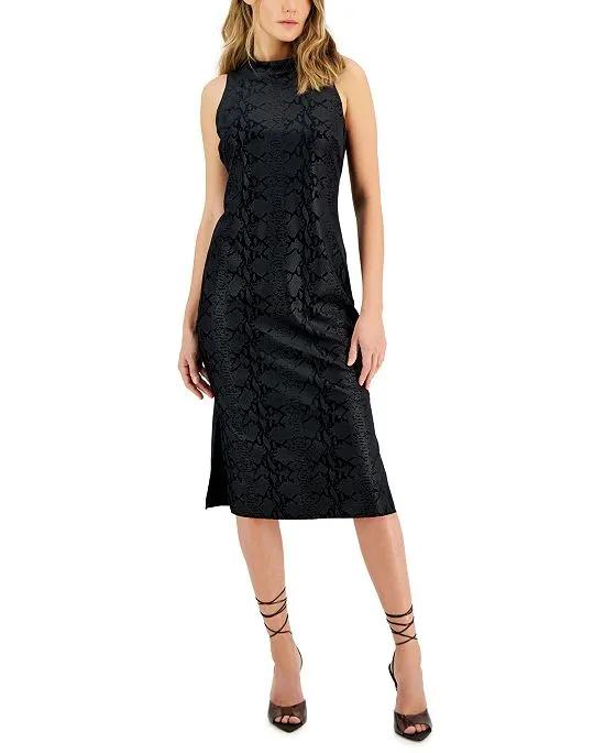INC International Concepts Women's Velvet Snakeskin-Print Midi Dress, Created for Macy's