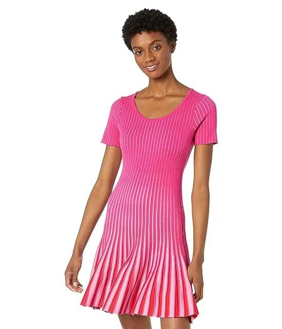 Inset Stripe Flare Godet Dress