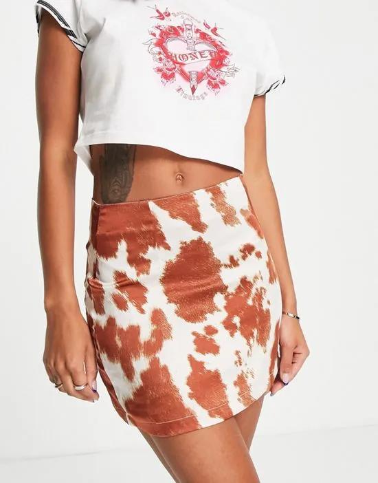 Inspired cow print mini skirt