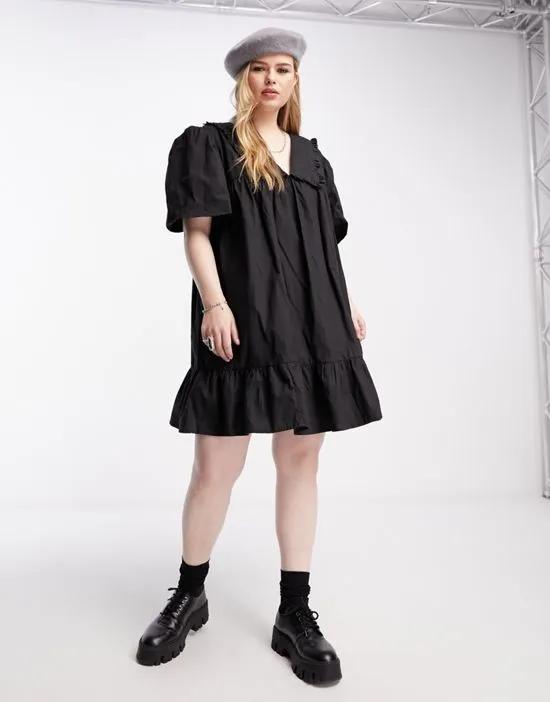 inspired Plus mini tea dress in Black