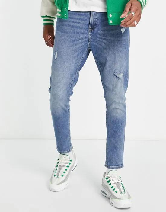 Intelligence Pete carrot fit jean in light blue with rips
