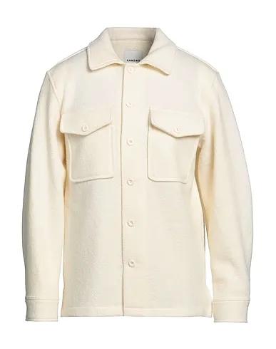 Ivory Boiled wool Solid color shirt