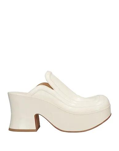 Ivory Leather Mules and clogs