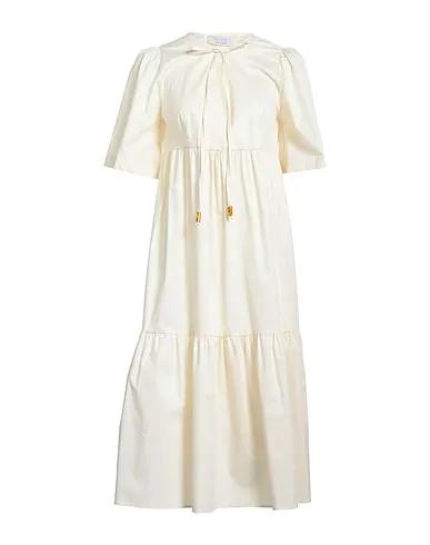 Ivory Plain weave Midi dress