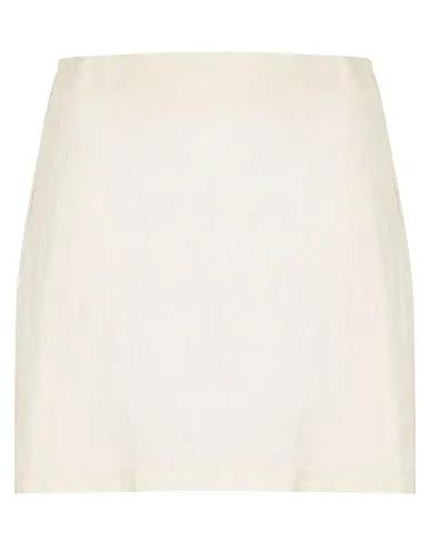 Ivory Plain weave Mini skirt LINEN FRONT SLIT MINI SKIRT
