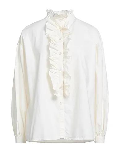 Ivory Plain weave Solid color shirts & blouses