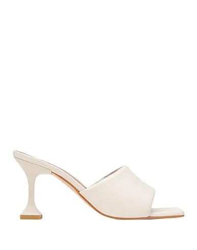 Ivory Sandals LEATHER SQUARE TOE SPOOL-HEEL SANDALS
