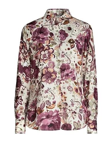 Ivory Satin Floral shirts & blouses