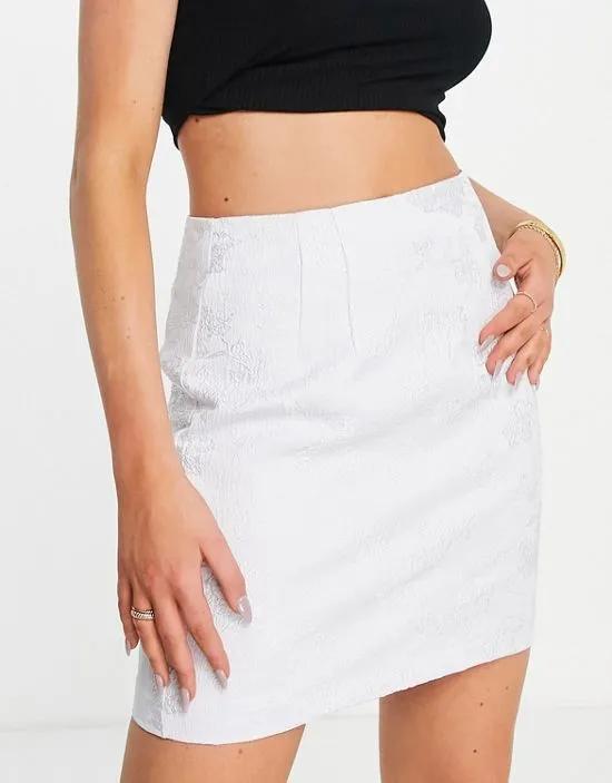 jacquard mini skirt in white