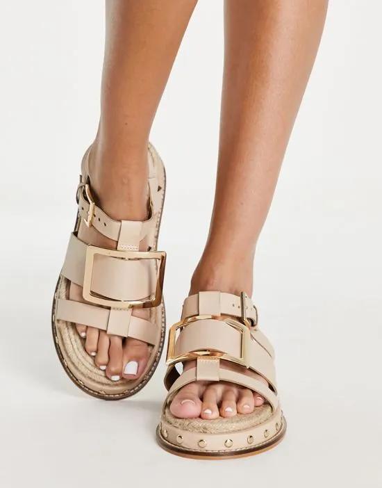 Jalapeno premium leather chunky espadrille sandals in cream