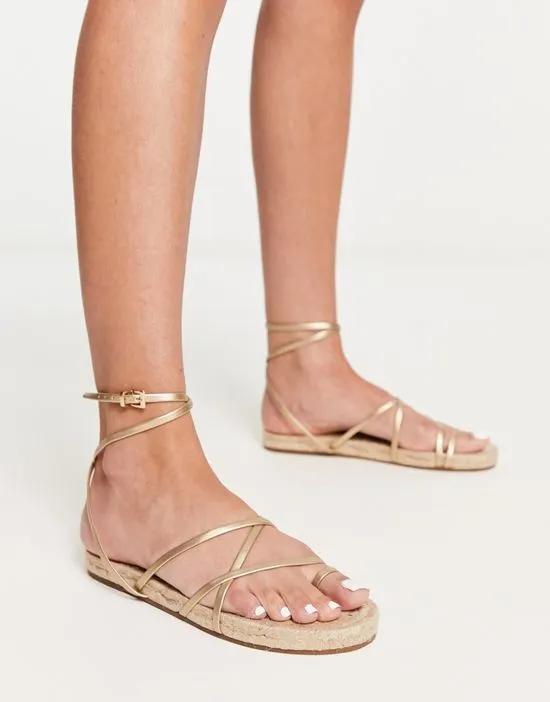 Jamila toe loop espadrille in gold