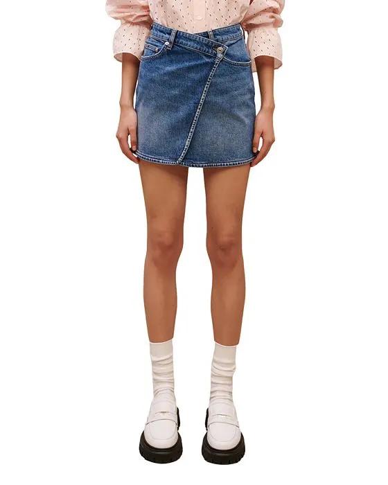 Japine Crossover Waist Denim Skirt