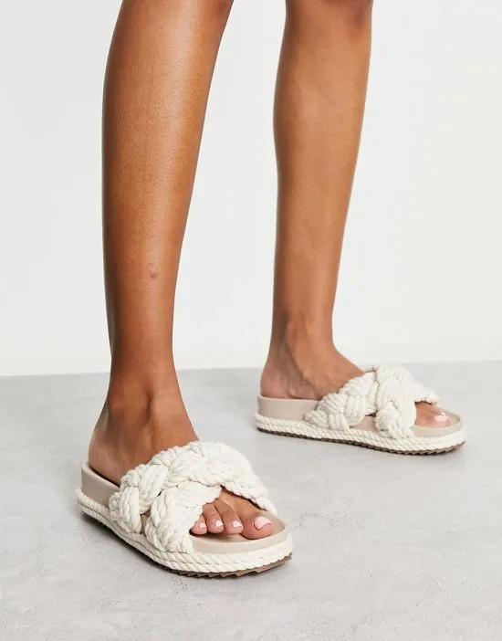 Jasmine braided espadrille footbed sandals in off white