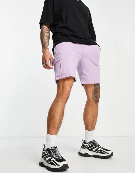 jersey cargo shorts in gray