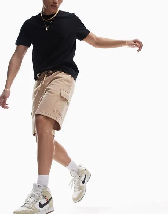 jersey shorts with cargo pockets in beige