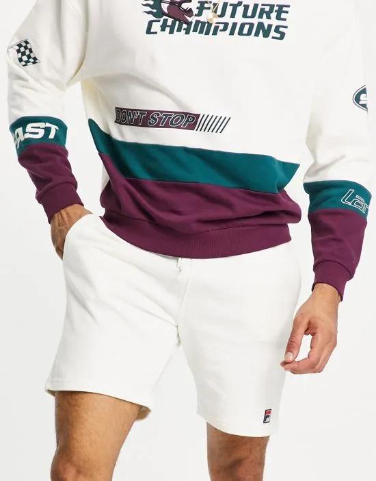 jersey shorts with logo in ecru