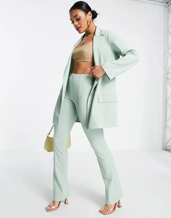 jersey suit low rider baby kick flare pants in sage