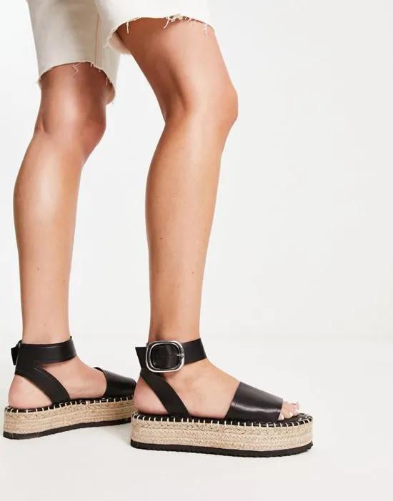 Jinny espadrille with oval buckle in black