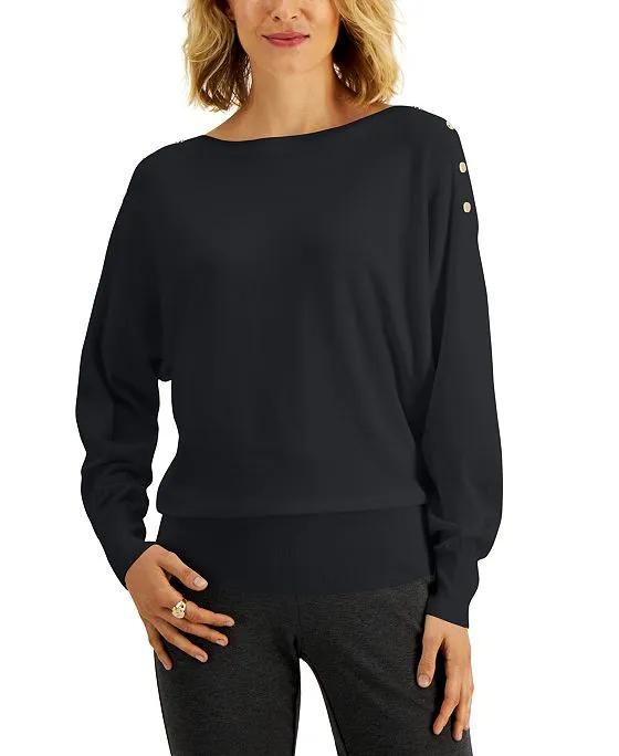 JM Collection Dolman Button-Trim Sweater, Created for Macy's