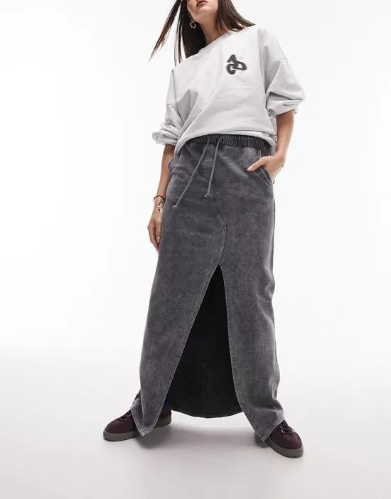 jogger maxi skirt in dark gray