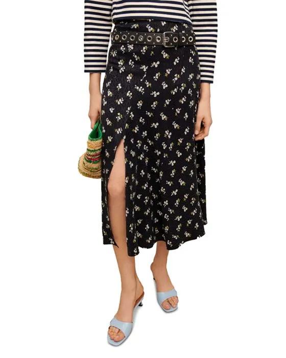 Juguet Leopard Floral Print Midi Skirt