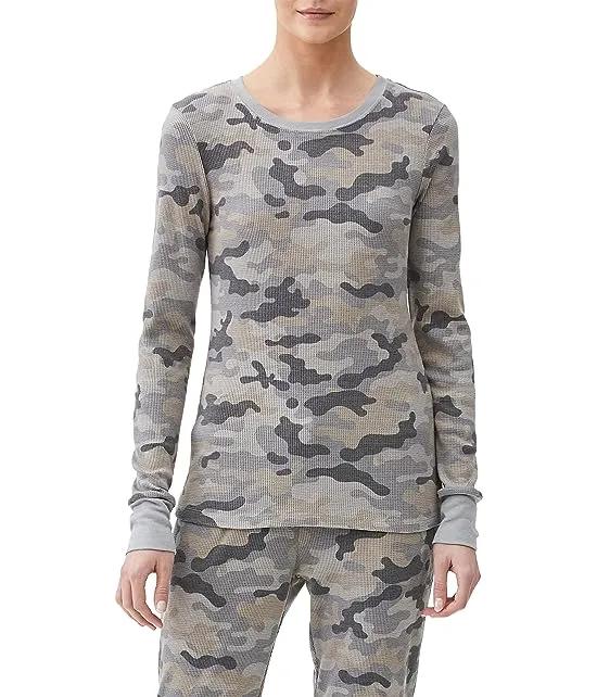Juliet Camo Printed Thermal Long Sleeve Crew Neck