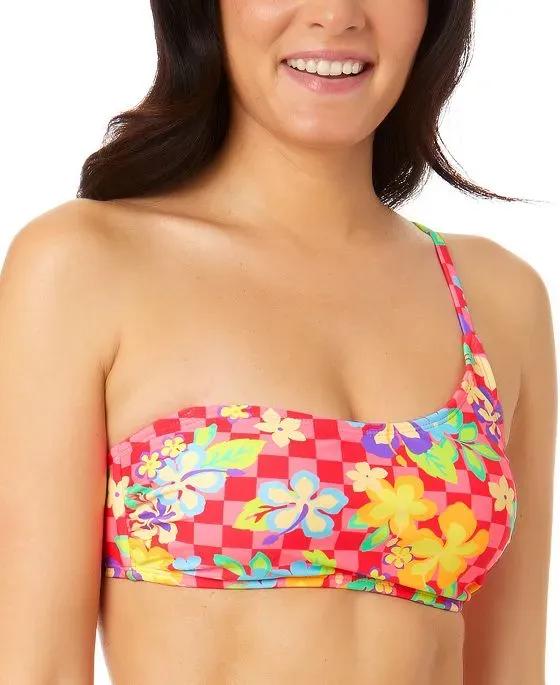 Juniors' Art Block Tropic Asymmetrical Bikini Top, Created for Macy's