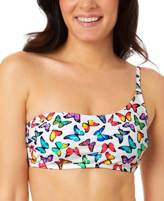 Juniors' Fly By Print Asymmetrical Bikini Top, Created for Macy's