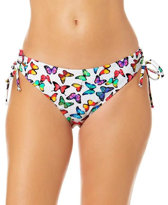 Juniors' Fly By Print Lace-Up Hipster Bikini Bottoms, Created for Macy's
