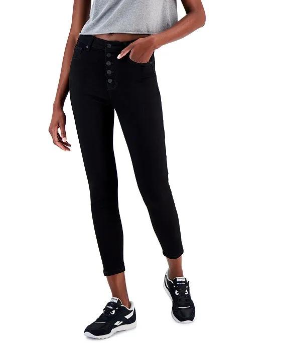 Juniors' High-Rise Button-Fly Curvy Skinny Jeans 
