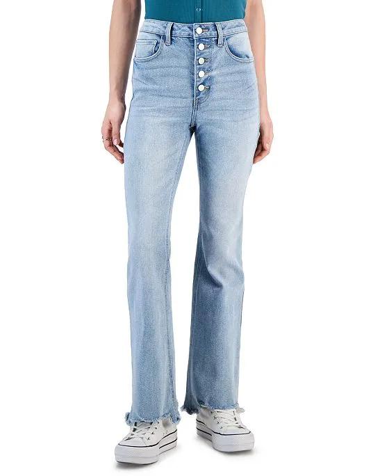 Juniors' High-Rise Button-Front Flare-Hem Jeans, Created for Macy's