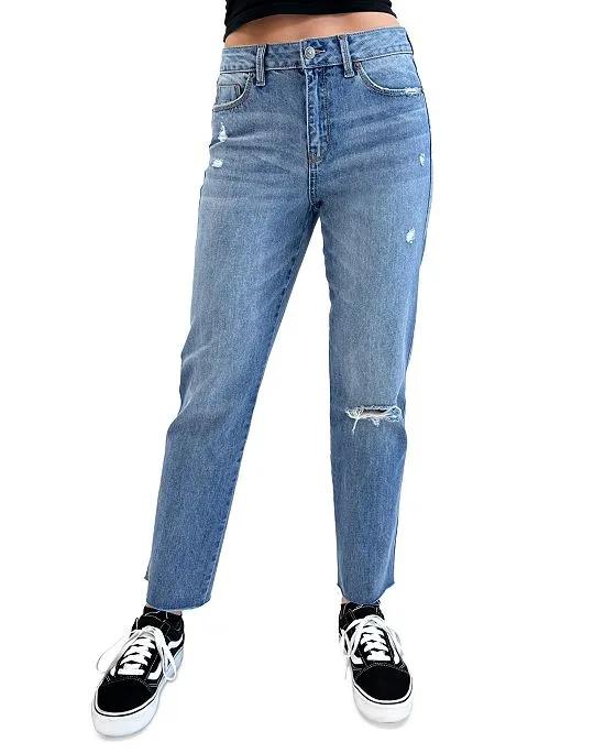 Juniors' High Rise Slim Straight Ankle Jeans